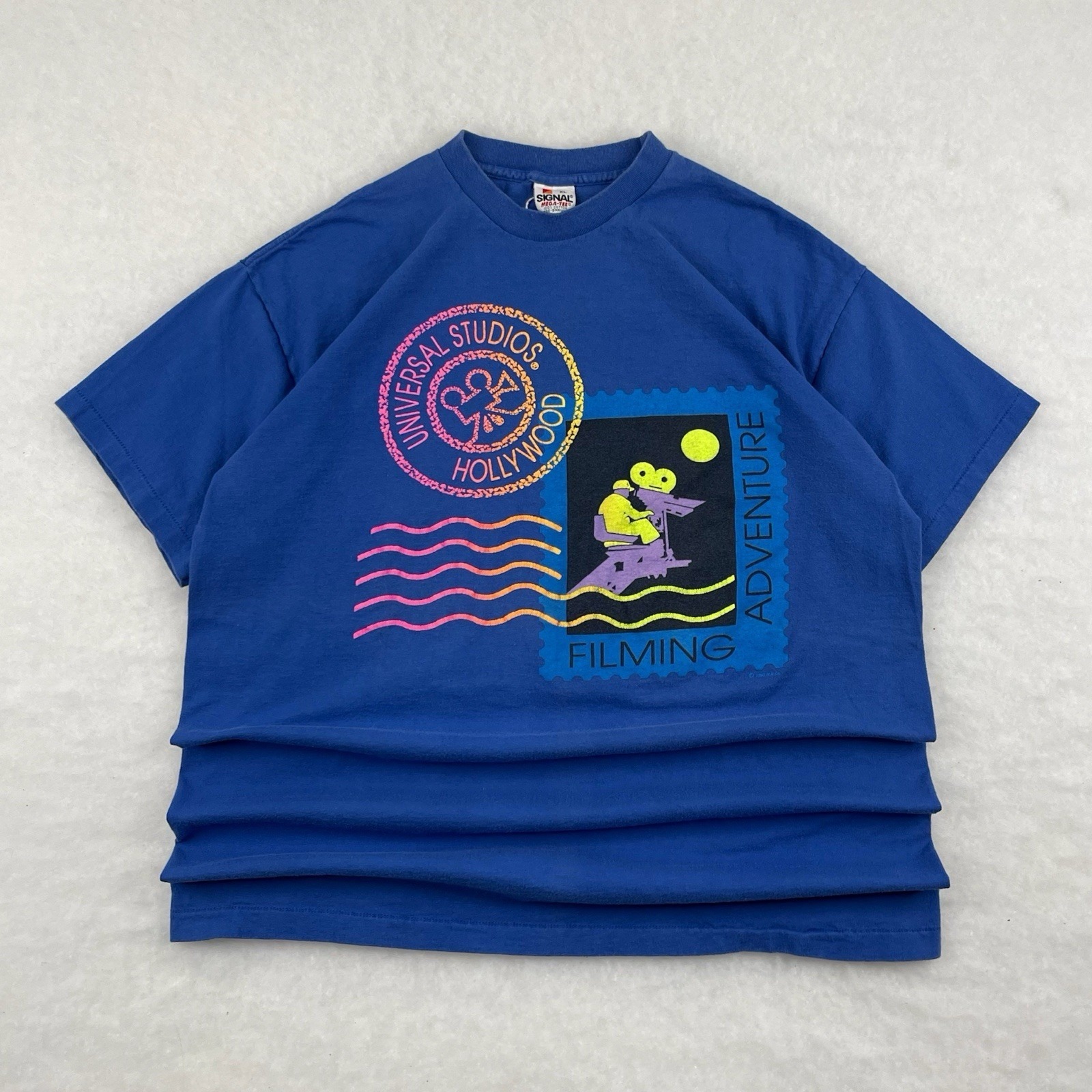 Vintage 1990 Universal Studios Hollywood Filming Adventure Tshirt Men's Xl